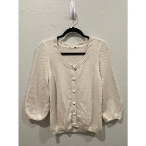 TALBOTS Ivory Button Down Cardigan 3/4 Sleeve Big Buttons